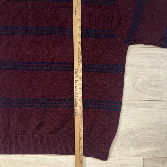Vintage Polo Ralph Lauren Burgundy Striped Lambswool Roll Neck Sweater XL Casual - Picture 6 of 8